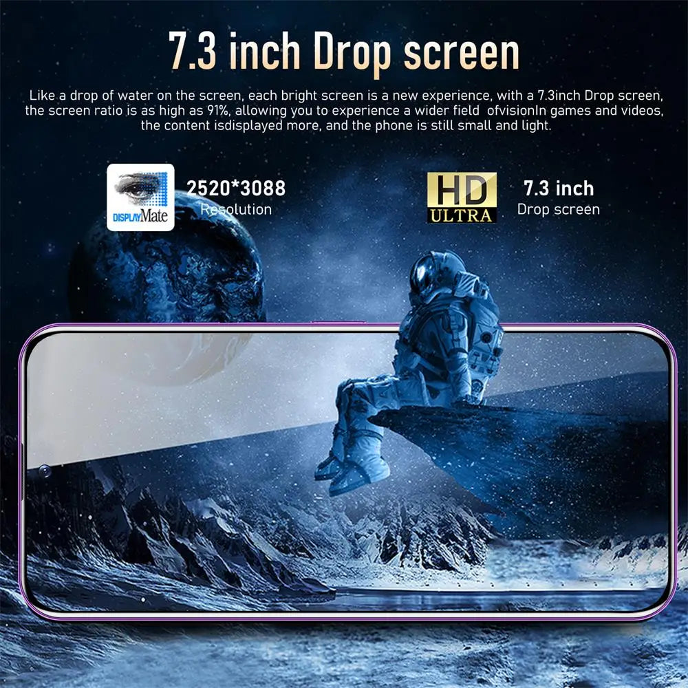 New S24 Ultra+ Smart Phone 5G Original Android 7.3 Inch HD Full Screen Face ID 22GB+2TB Mobile Phones Global Version 4G 5G Cell