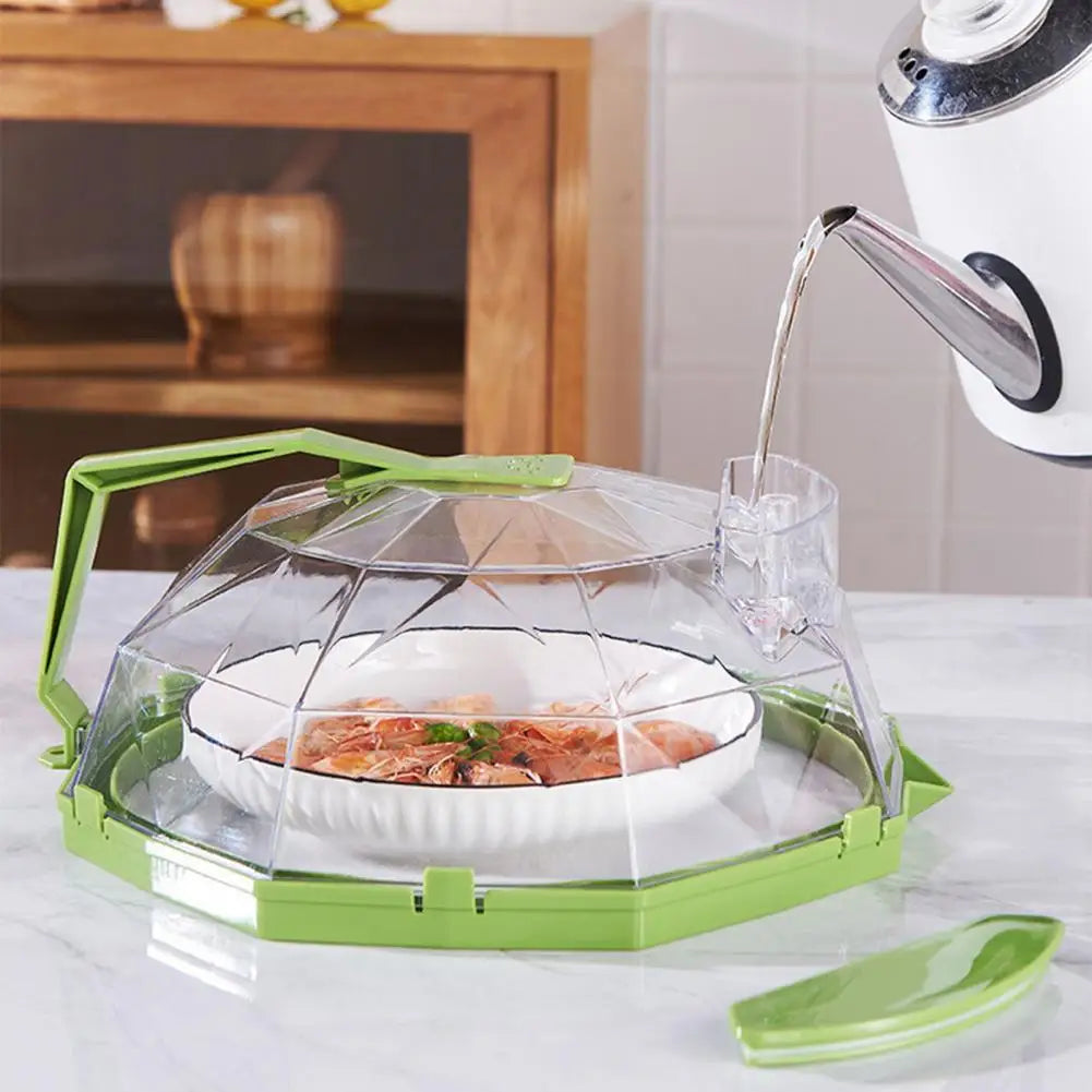 Microwave Food Cover with Handle Water Storage Box Heat Resistant Splash Proof Clear Oven Dish Lid Splatter Guard Kitchen Gadget
