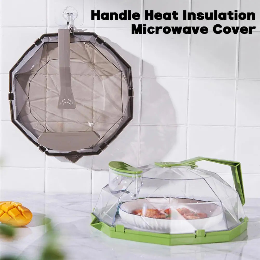 Microwave Food Cover with Handle Water Storage Box Heat Resistant Splash Proof Clear Oven Dish Lid Splatter Guard Kitchen Gadget