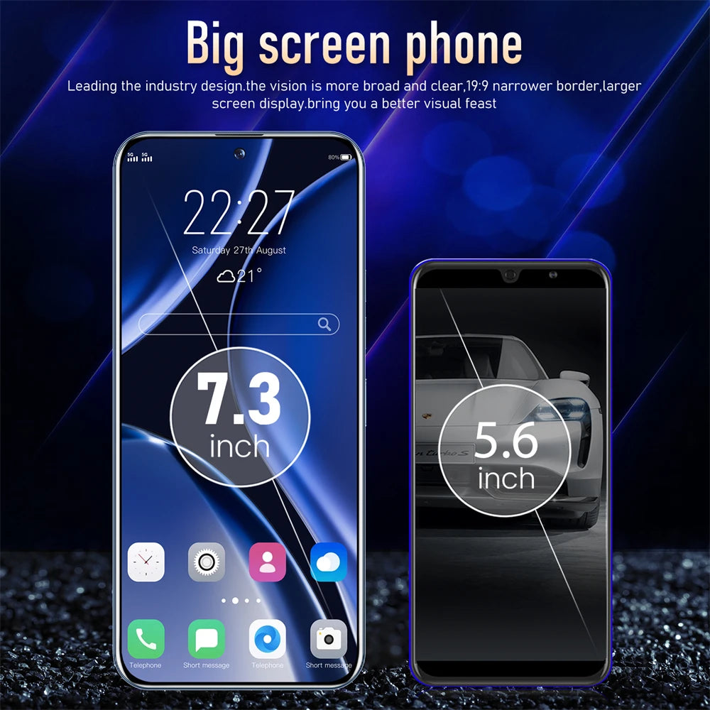 New S24 Ultra+ Smart Phone 5G Original Android 7.3 Inch HD Full Screen Face ID 22GB+2TB Mobile Phones Global Version 4G 5G Cell