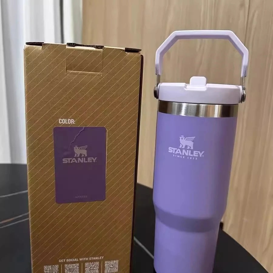 Stanley Quencher Cup 30oz Water Bottle Termos Drinkware Tumbler Mug Coffee Original Thermo Thermos Thermal Vacuum Flask Portable