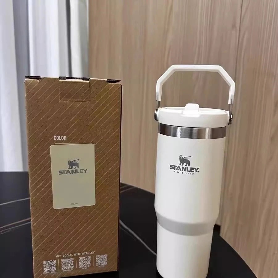 Stanley Quencher Cup 30oz Water Bottle Termos Drinkware Tumbler Mug Coffee Original Thermo Thermos Thermal Vacuum Flask Portable