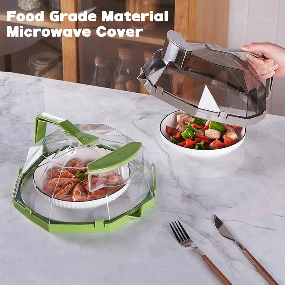 Microwave Food Cover with Handle Water Storage Box Heat Resistant Splash Proof Clear Oven Dish Lid Splatter Guard Kitchen Gadget