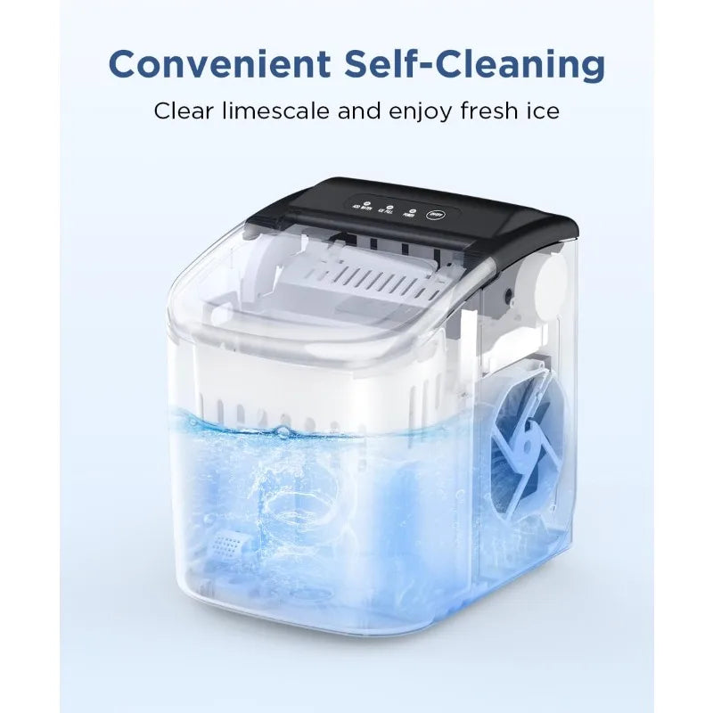 COWSAR Ice Maker Countertop, Portable Ice Machine with Self-Cleaning, 26.5lbs/24Hrs, 9 Bullet Cubes in 6 Mins