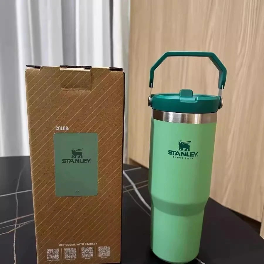 Stanley Quencher Cup 30oz Water Bottle Termos Drinkware Tumbler Mug Coffee Original Thermo Thermos Thermal Vacuum Flask Portable