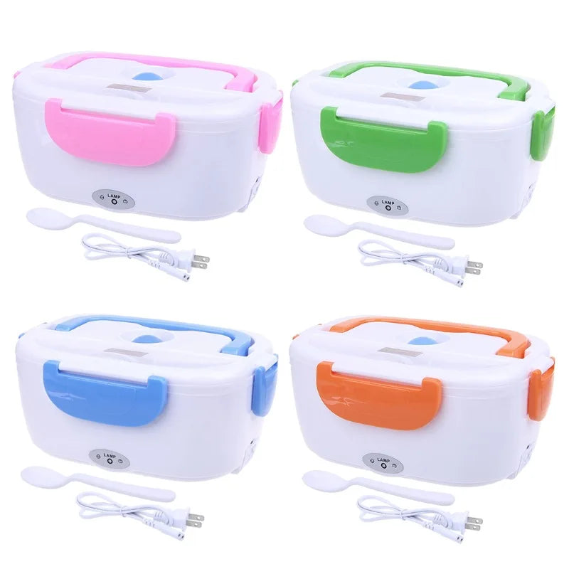 Portable Heated Electric Lunch Box 12V-24V 110V 220V Bento Boxes Food Heater Rice Cooker Container Warmer Dinnerware Set