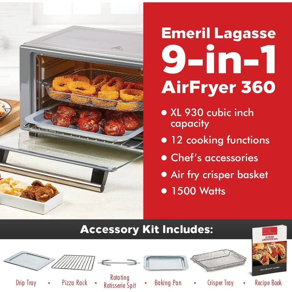 Emeril Lagasse Everyday 360 Air Fryer, 360° Quick Cook Technology, XL capacity,12 Pre-Set Cooking Functions including Bake