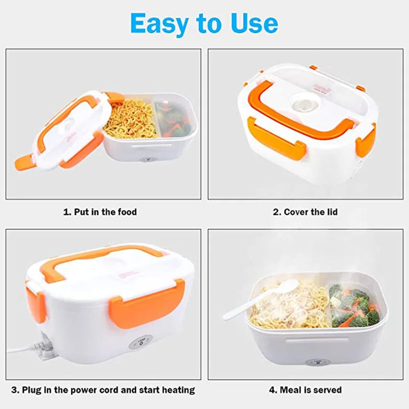 Portable Heated Electric Lunch Box 12V-24V 110V 220V Bento Boxes Food Heater Rice Cooker Container Warmer Dinnerware Set